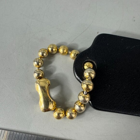 Coach Extra Large Black Leather Fob with Gold-tone Ball Chain - Picture 5 of 6